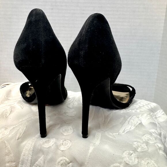 Coach Black Sz 8 L Stiletto Lytton Suede/Sparkly Party Glam Heel - Picture 5 of 13